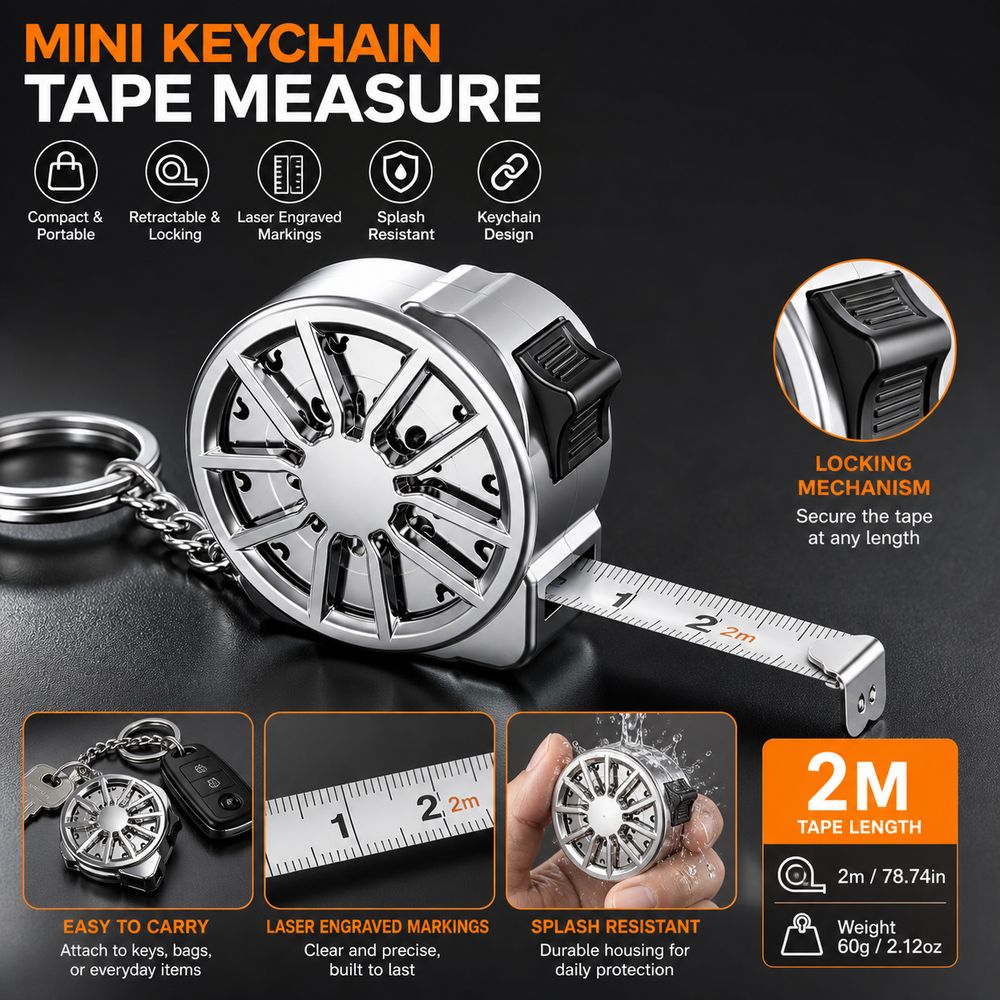 Mini Laser Measure Keychain - شريط قياس 2 متر مع حلقة