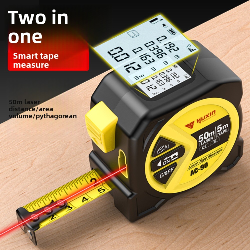Digital Tape Measure 5M Laser - أداة قياس 2 في 1: شريط
