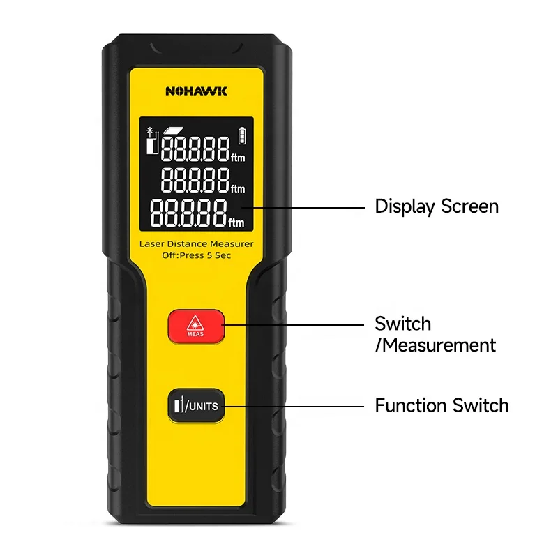 Laser Distance Meter With Bubble Level - Nohawk 40m مسطرة كهربائية ذكية شريط