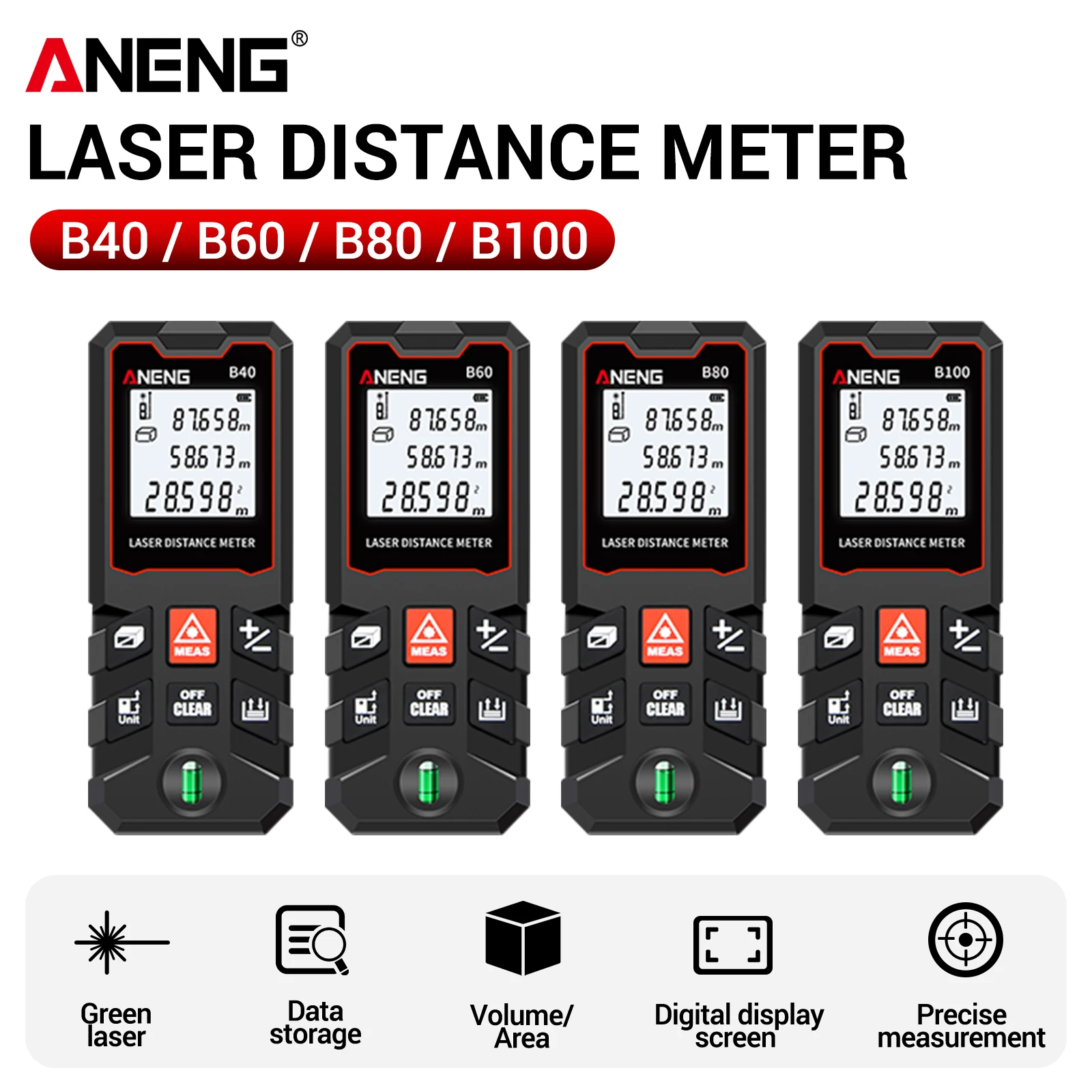 Laser Measure Area Volume Calculator - جهاز قياس المسافة بالليزر المحمول ANENG