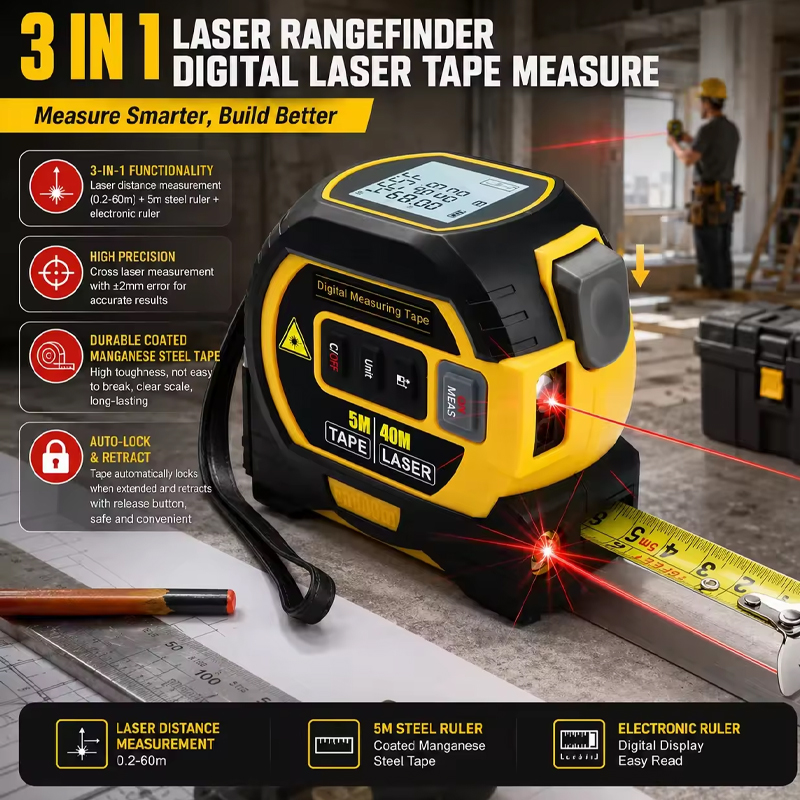 Digital Tape Measure 5M Laser - شريط قياس ليزري جديد 2026، 3
