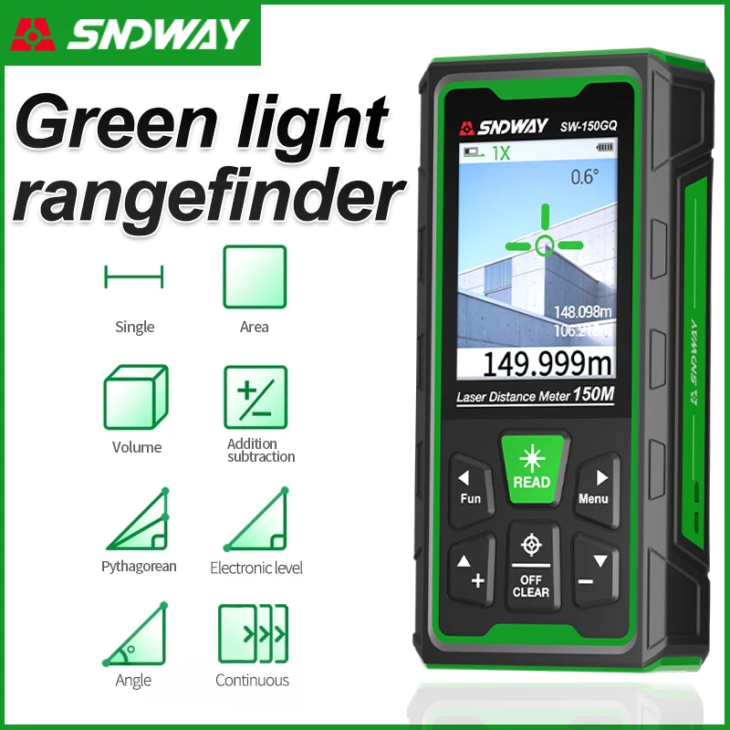 Laser Distance Meter 100M - جهاز قياس المسافة بالليزر الأخضر الرقمي،