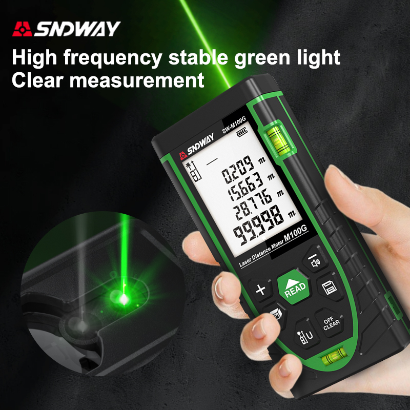 Laser Distance Meter With Bubble Level - جهاز قياس المسافة بالليزر SNDWAY 50