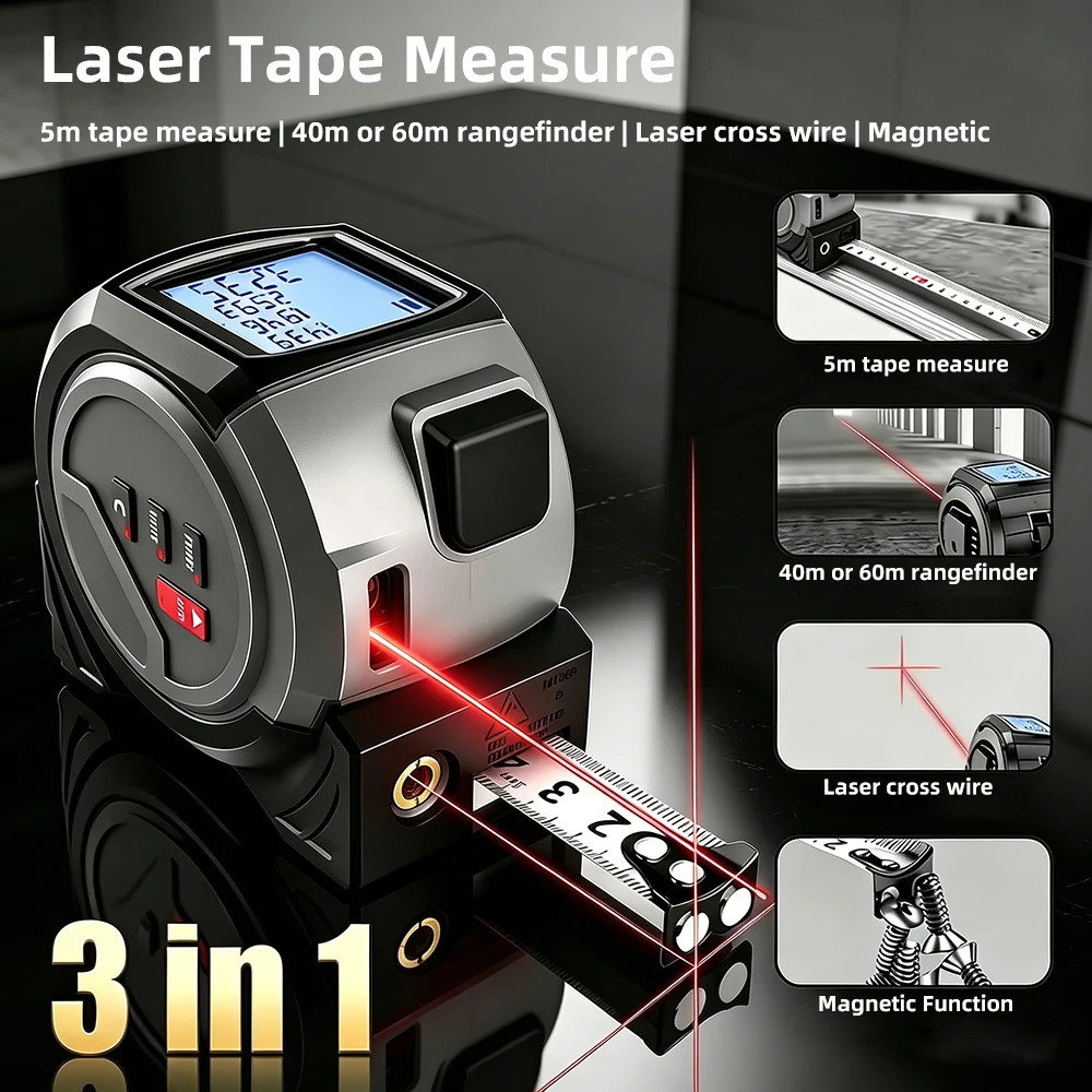Laser Measure Area Volume Calculator - شريط قياس ليزري 3 في 1،