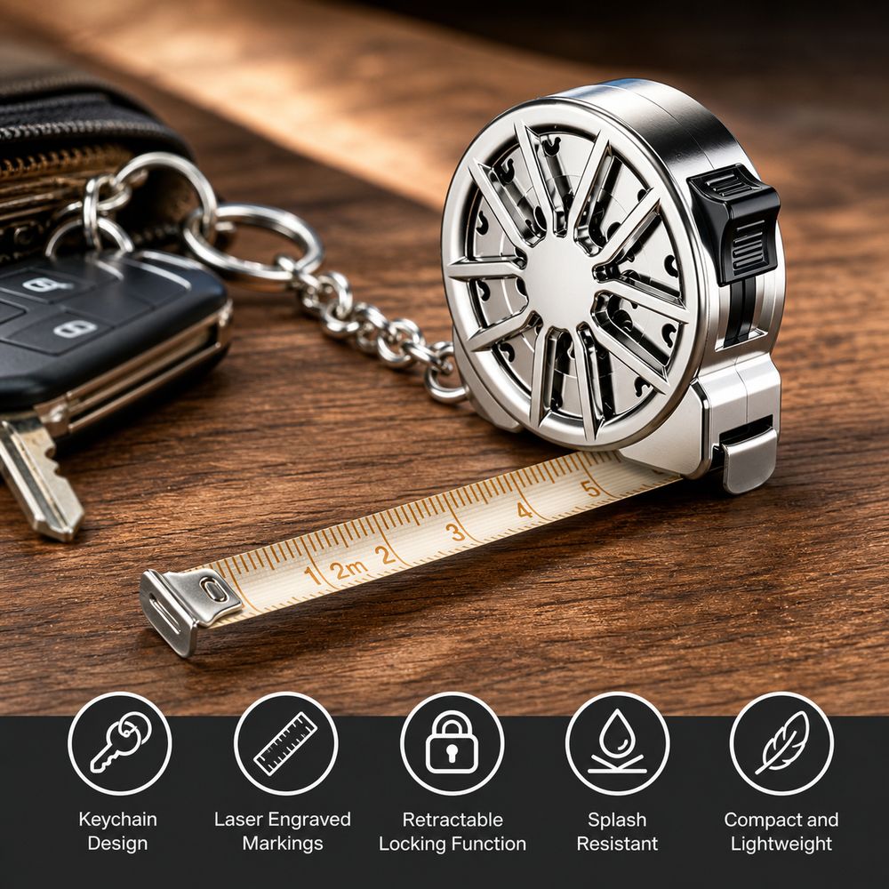 Mini Laser Measure Keychain - شريط قياس معدني مطلي بالكهرباء بطول