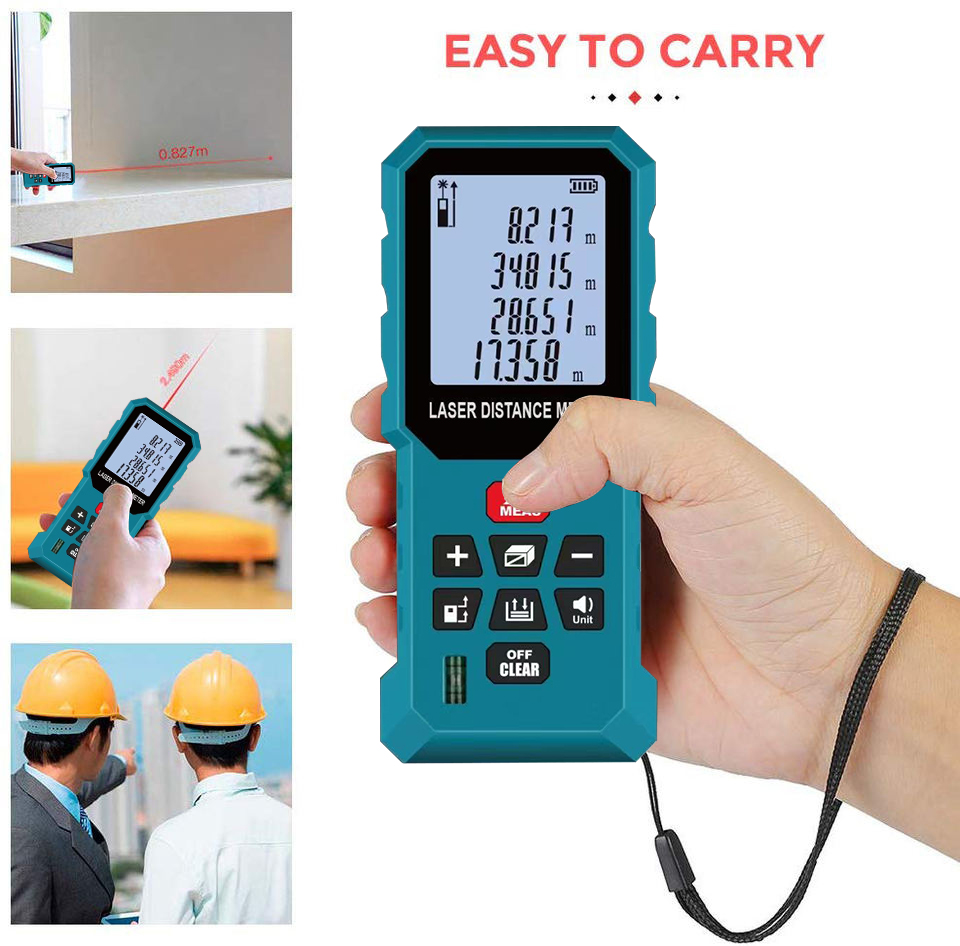 Laser Distance Meter With Bubble Level - Heipoe مقياس مسافات ليزر عالي الدقة