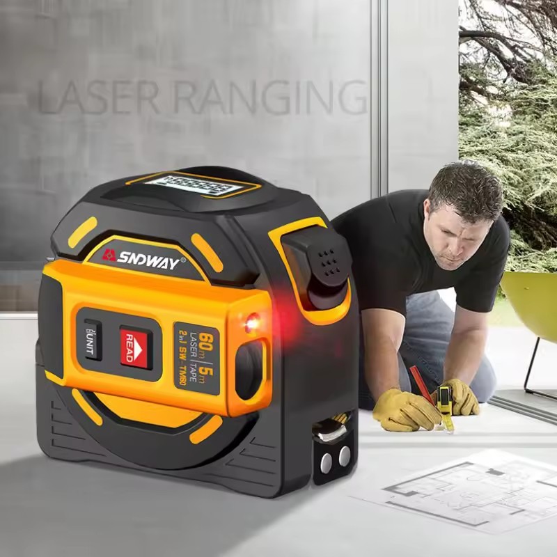 Laser Distance Meter 2 In 1 Tape - SNDWAY SW-TM40 TM60 الرقمية Rangefinder شريط