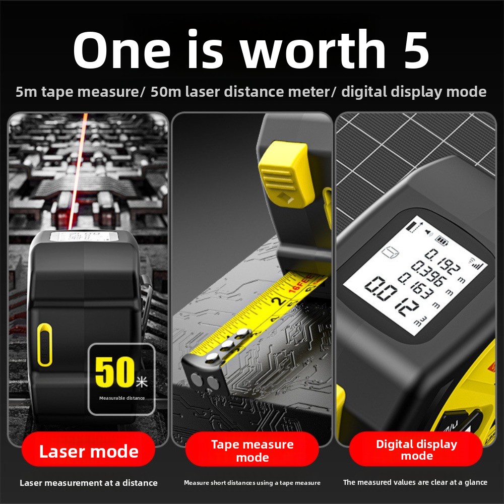 أداة قياس 2 في 1: شريط قياس لي - مراجعة Digital Tape Measure 5M Laser وسعره