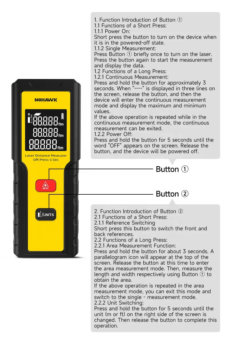 Nohawk 40m مسطرة كهربائية ذكية - مراجعة Laser Distance Meter With Bubble Level وسعره