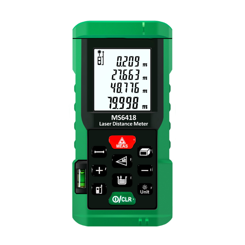 مقياس مسافات الليزر MS6418 عال - مراجعة Laser Distance Meter With Bubble Level وسعره
