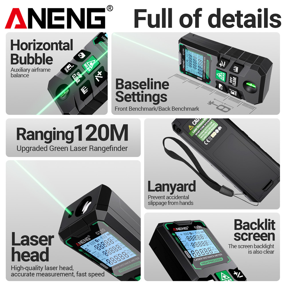 جهاز قياس المسافة بالليزر 120  - مراجعة Laser Distance Meter 100M وسعره