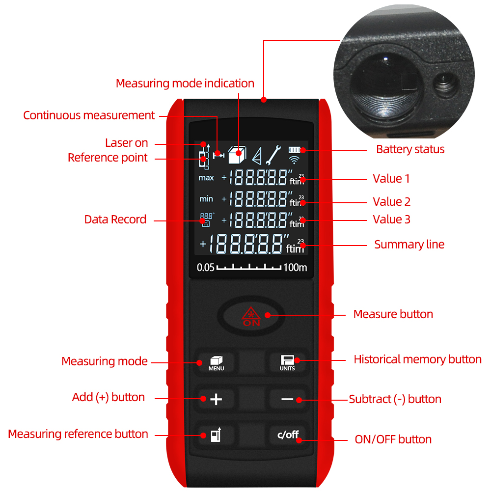 المهنية ليزر Rangefinder 40 مت - مراجعة Laser Distance Meter 100M وسعره