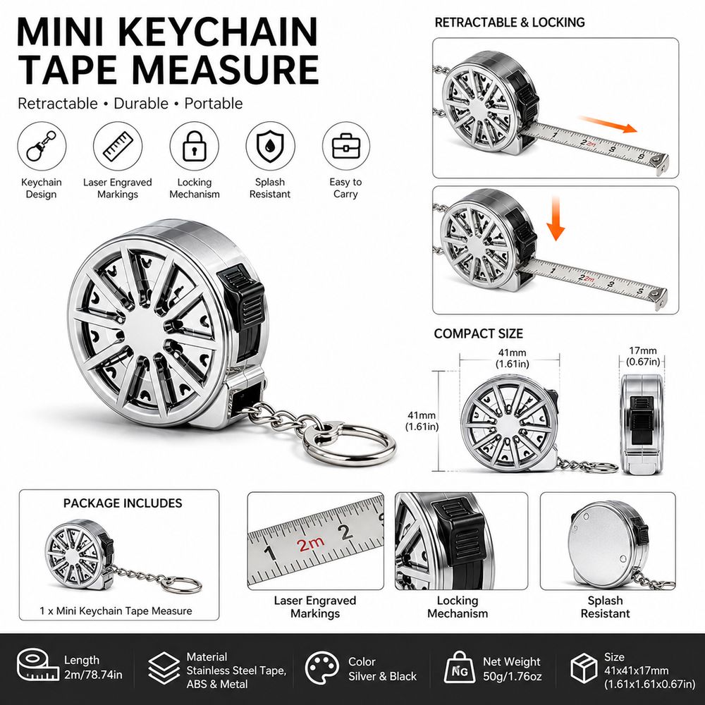 شريط قياس معدني مطلي بالكهرباء - مراجعة Mini Laser Measure Keychain وسعره