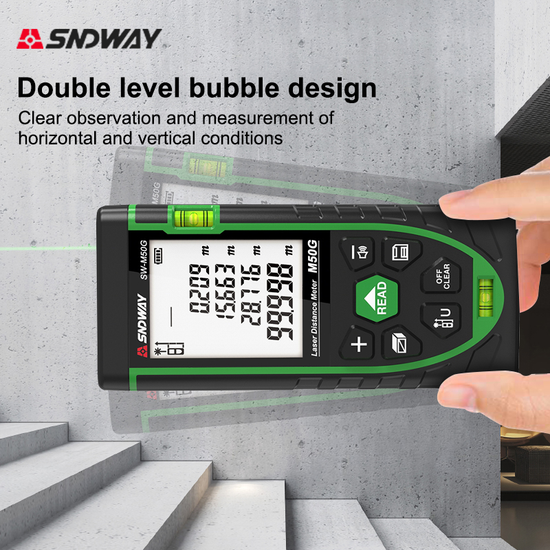جهاز قياس المسافة بالليزر SNDW - مراجعة Laser Distance Meter With Bubble Level وسعره