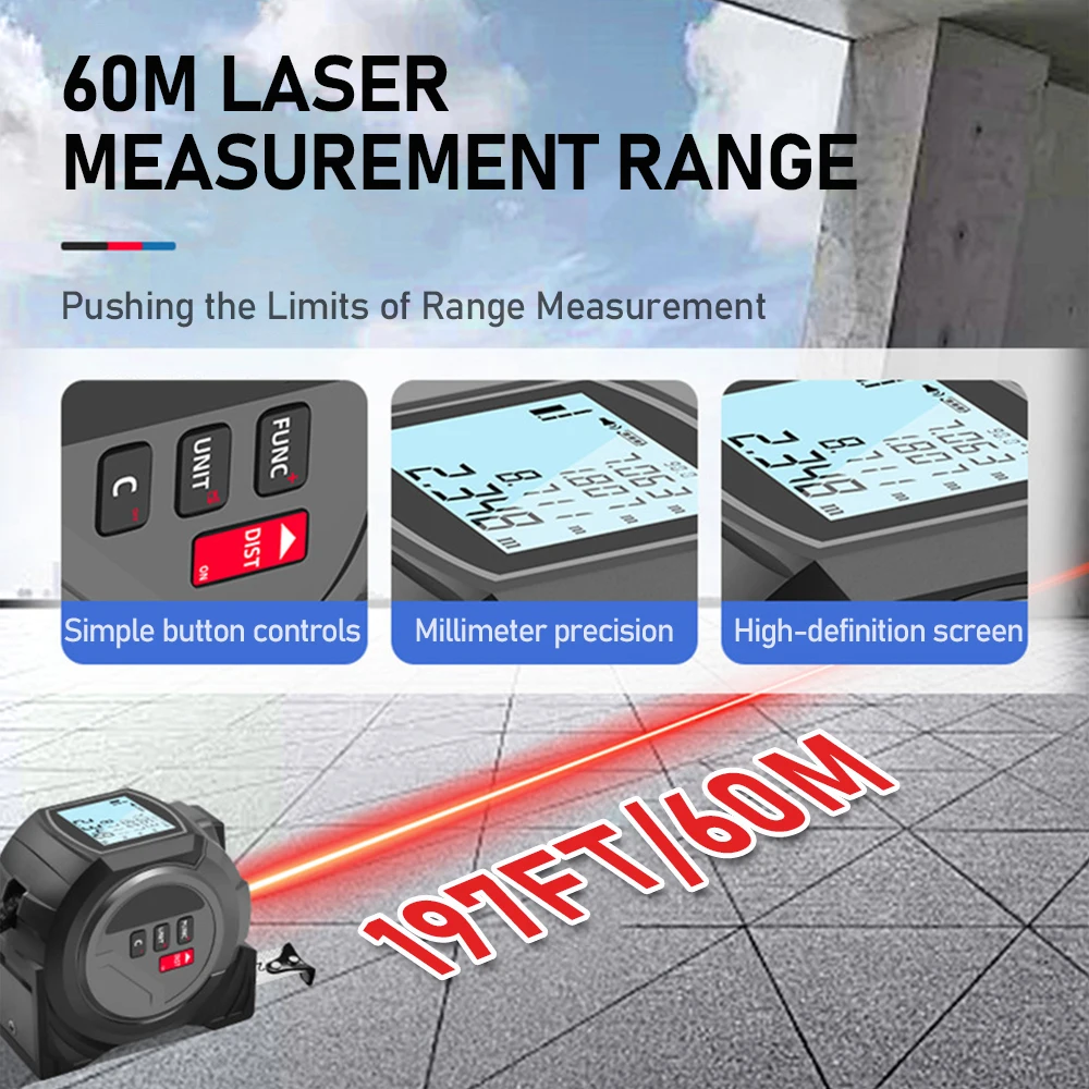 شريط قياس ليزري 3 في 1، شريط ف - مراجعة Laser Measure Area Volume Calculator وسعره