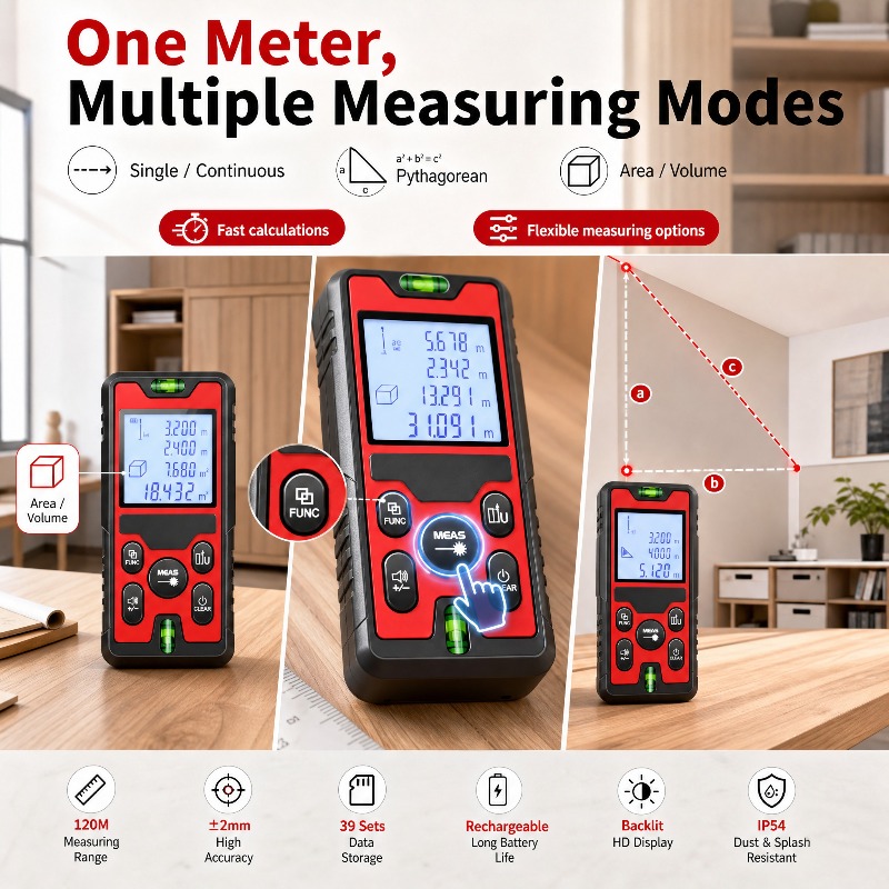 جهاز قياس المسافات بالليزر 120 - مراجعة Laser Distance Meter With Bubble Level وسعره