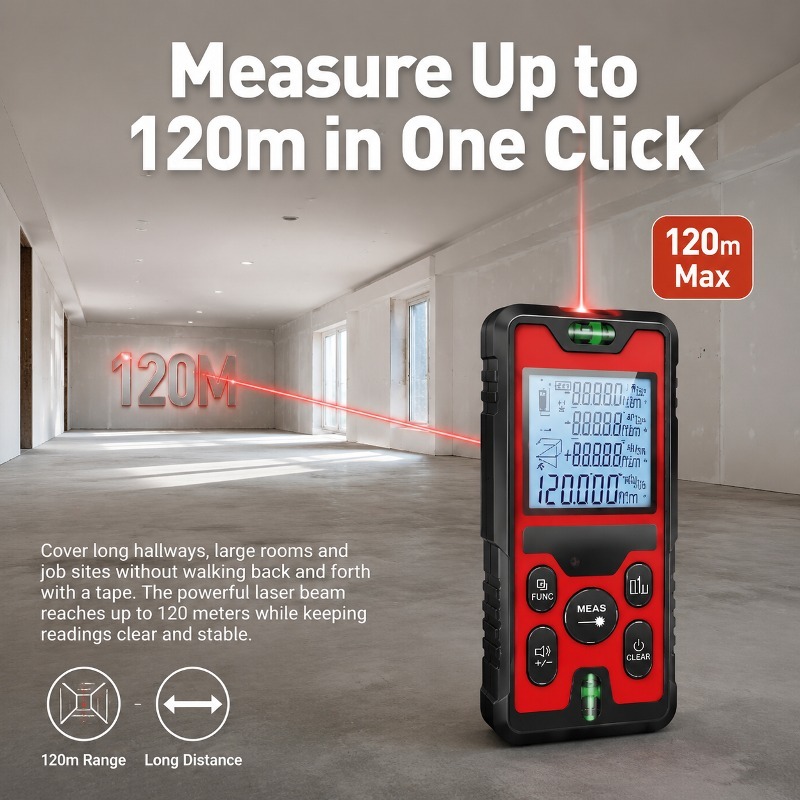 جهاز قياس المسافات بالليزر 120 - مراجعة Laser Distance Meter With Bubble Level وسعره